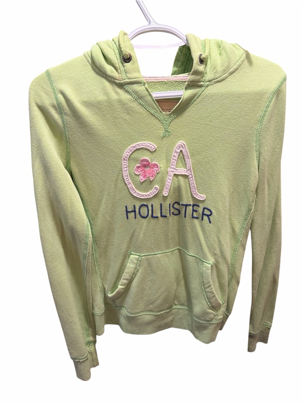 Hollister Pale Green CA Logo Pullover Hoodie